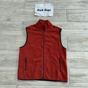 St. John's Bay - Men's Sleeveless Jacket Full Zip Orange Plush Fleece Size Large